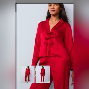Ann Taylor Red Blouse Pajama Top